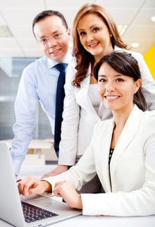 Business team working online from a laptop computer