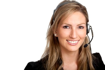 Customer Services Girl smiling - isolated over a white background