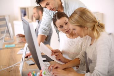 Group of students in business school